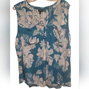 NWT Torrid Teal And White Sleeveless Top Size 2
